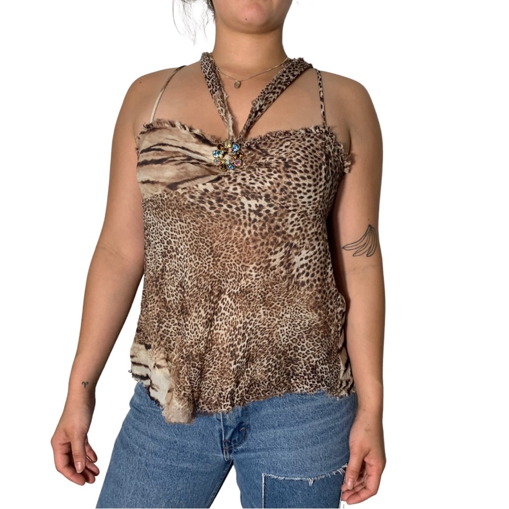 Vintage Animal Print Top - Large ABS by Allen Schwartz